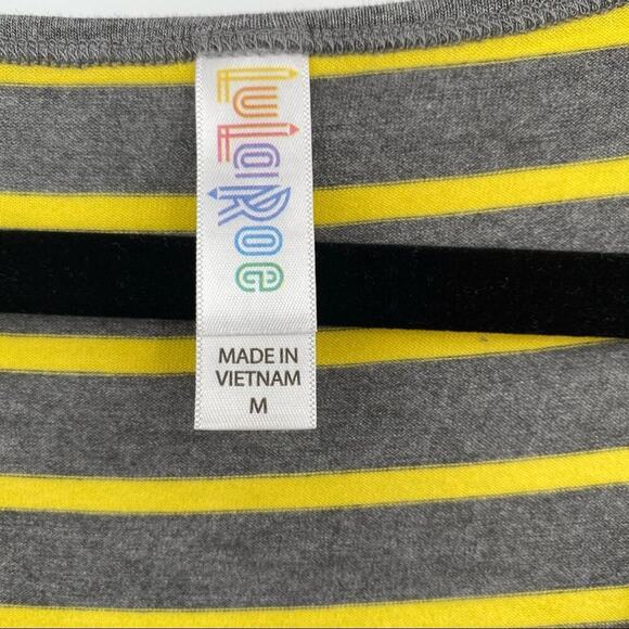 NWT LuLaRoe Lynnae Long Sleeve Top, Yellow & Gray Stripes, Size M - Picture 4 of 8